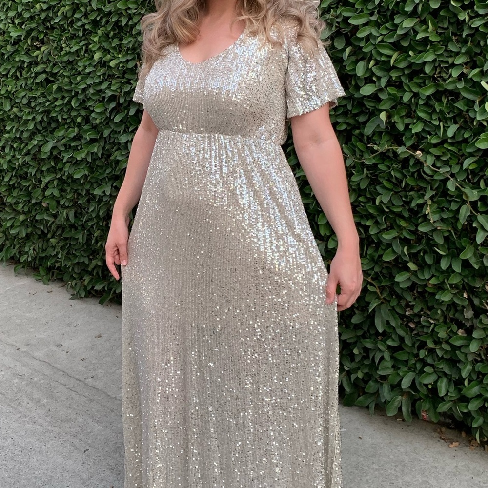 Silver Sequin Maxi Dress